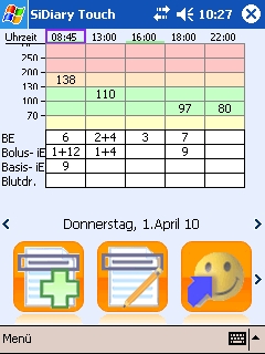 SiDiary - Diabetes Software auf Pocket PC